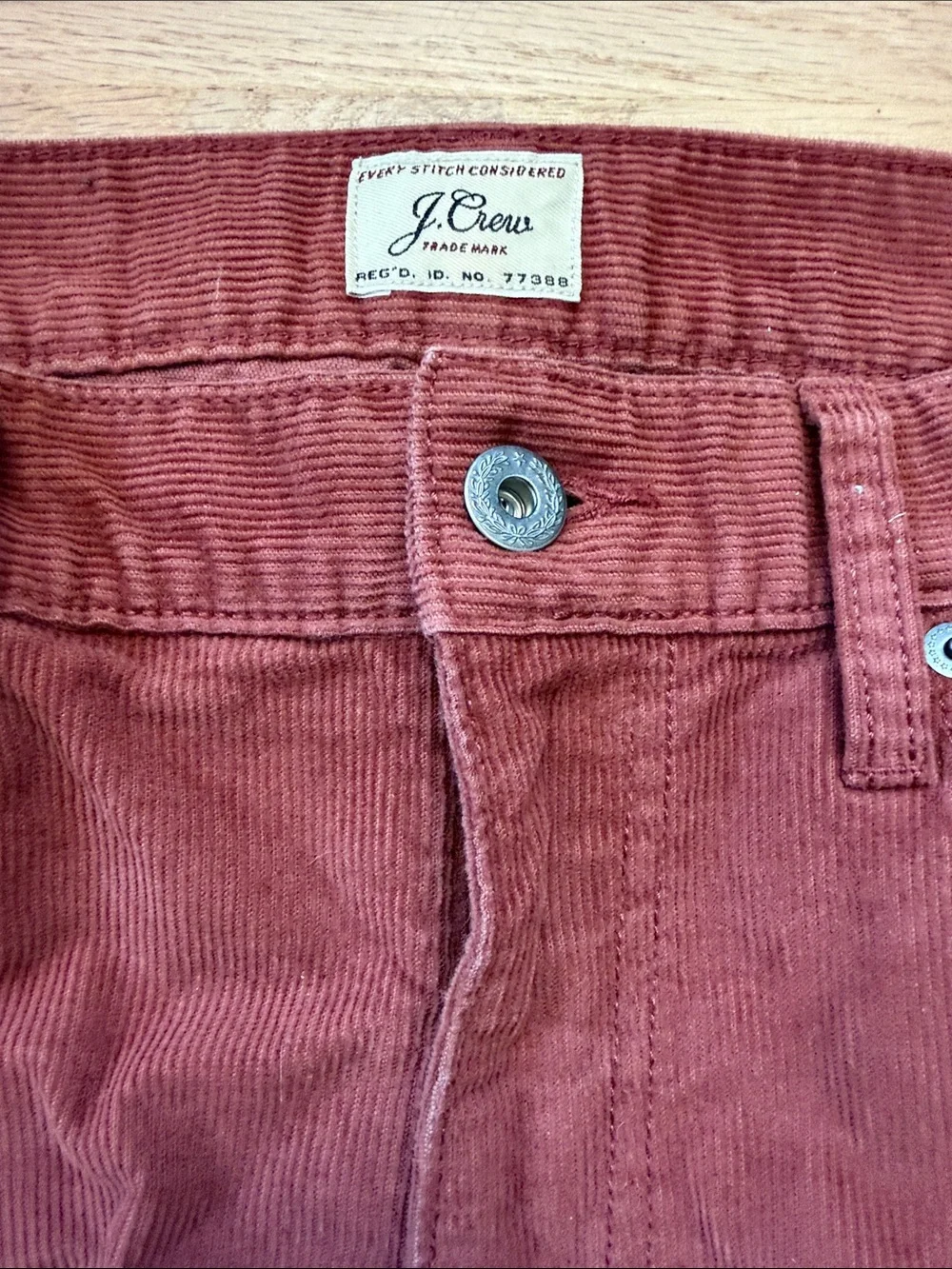 J. Crew Men's Style 250 Corduroy Pants in Rust Red Waist 34 x Length 34